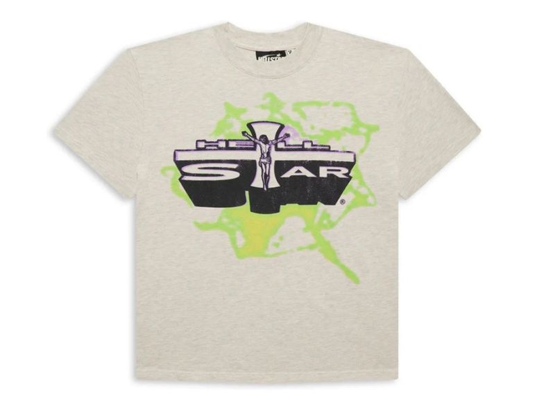 Hellstar Jesus Emblem T-Shirt Light Grey Green Purple