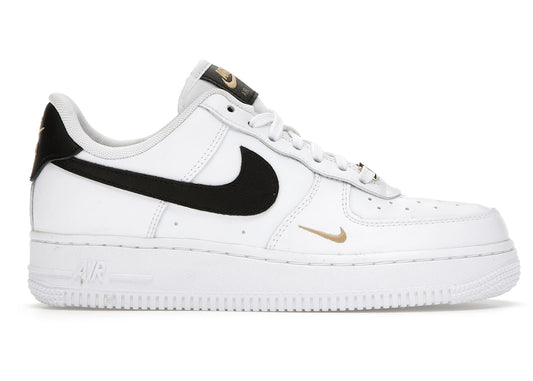Nike Air Force 1 Low '07 Essential White Black Gold Mini Swoosh (Women's)