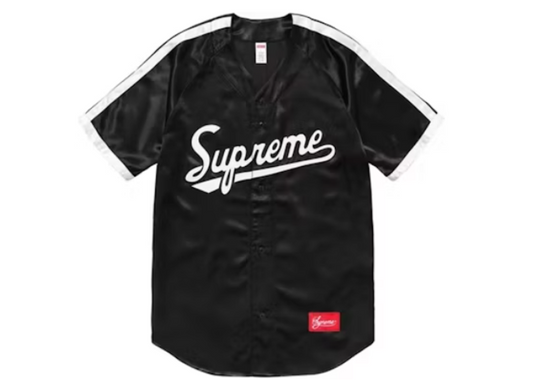 Supreme Satin Baseball Jersey Black