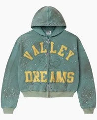Vale Dreams Hoodie Green Rhinestones