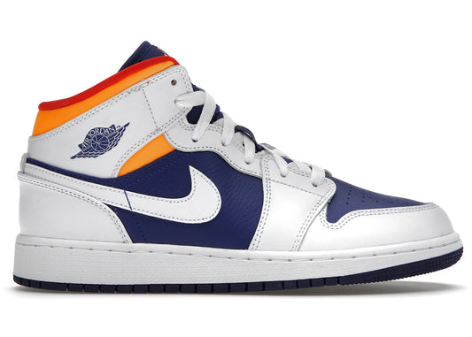 Jordan 1 Mid White Laser Orange Deep Royal Blue (GS)