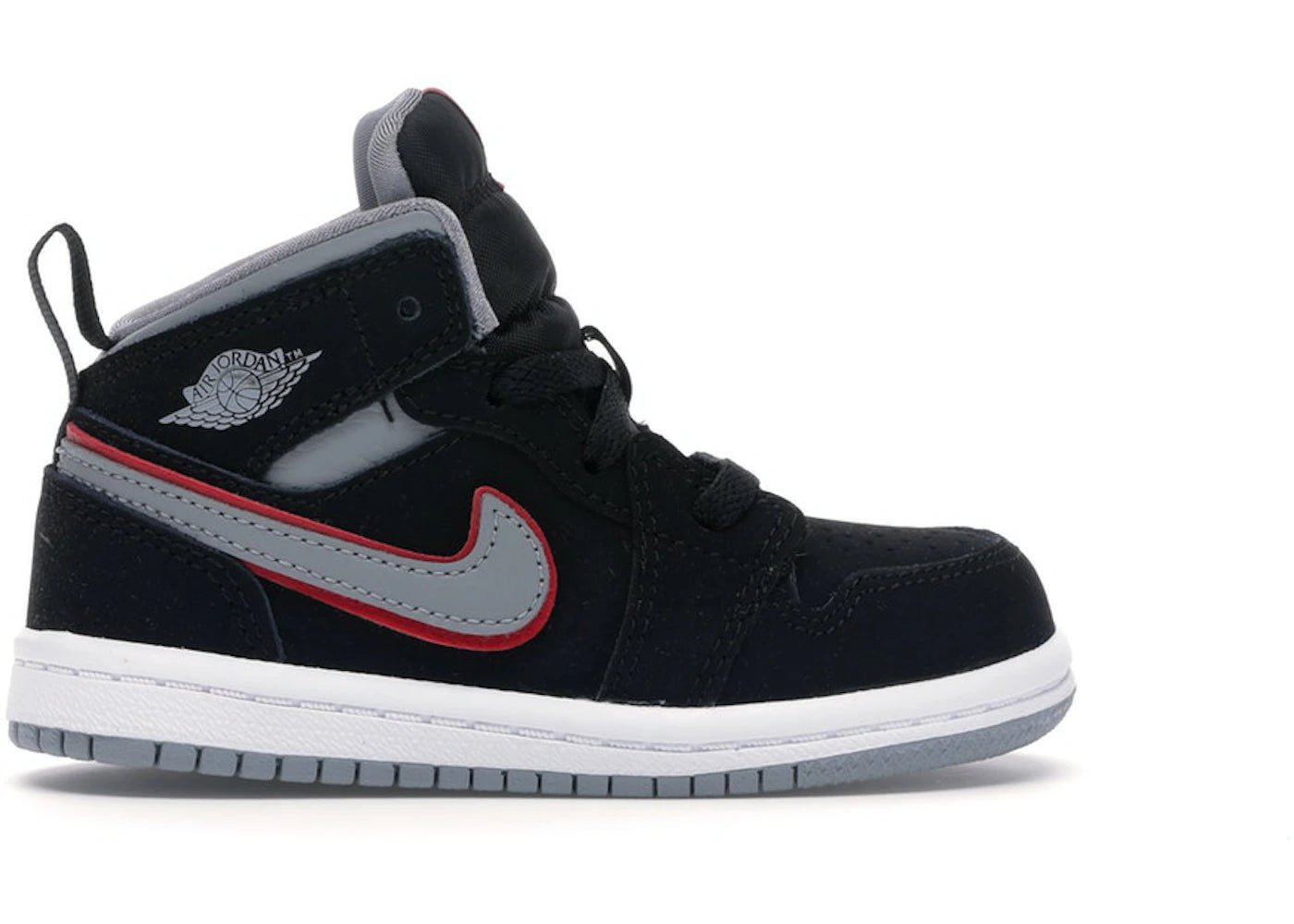 Jordan 1 Mid Black Particle Grey Gym Red (TD)