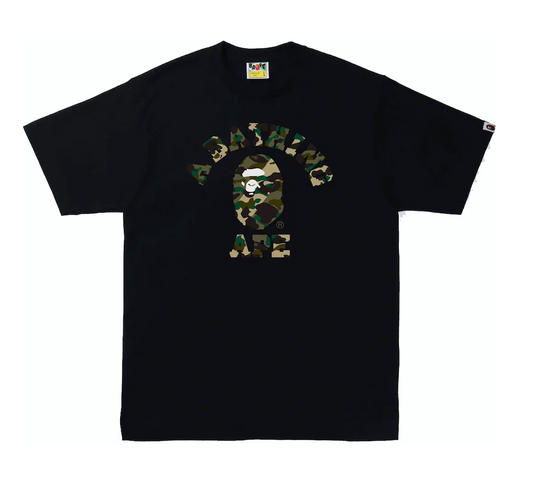 BAPE 1st Camo Crazy College Tee Black
